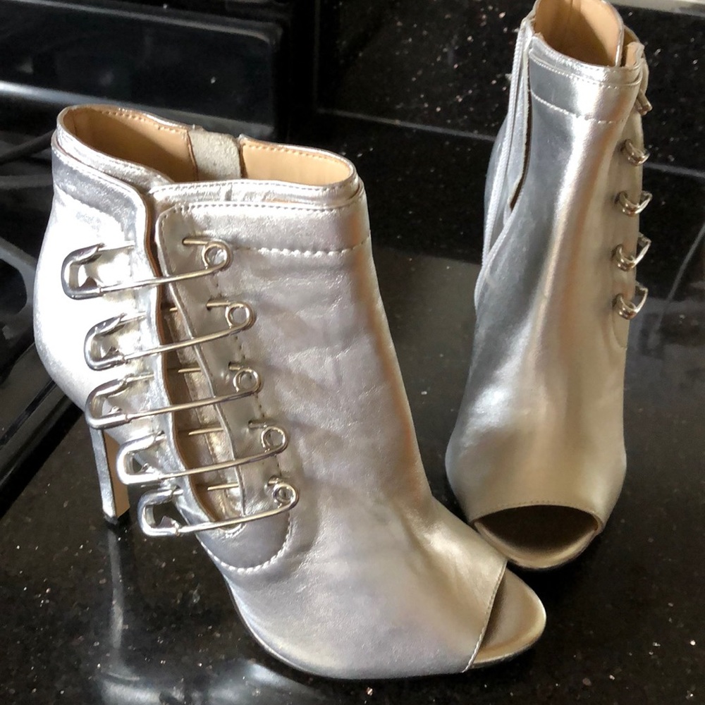 Katy Perry ankle high silver boots